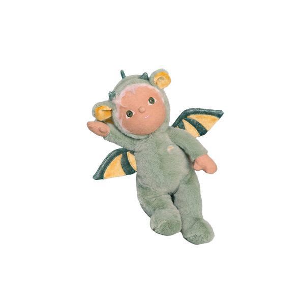 Plush toy dragon on a white background