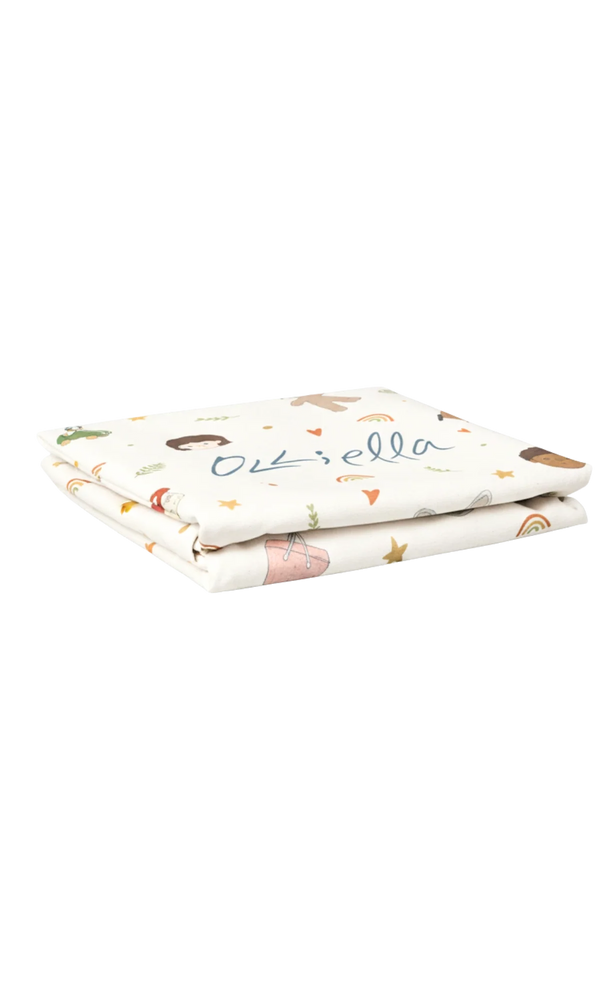 Folded tote Bag with multi coloured prints