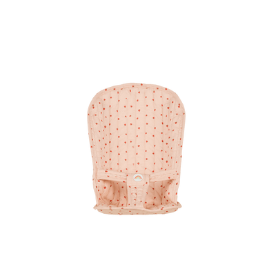 Dinkum Dolls strawberry quilted stroller seat for imaginative doll play with soft padding and a secure waist strap in a playful berry print
