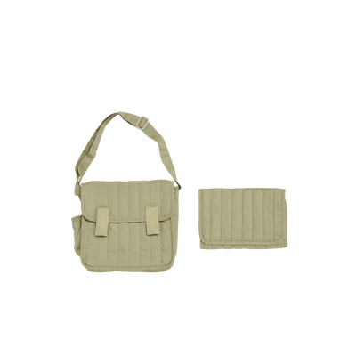 Dinkum Dolls sage quilted doll changing bag with shoulder strap and matching changing mat for imaginative play