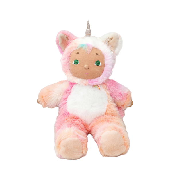 Plush toy with unicorn design on a white background