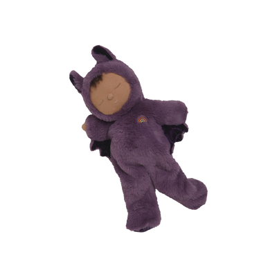 Cozy Dinkums Bat Pip purple bat plush doll with soft tactile fabric bat wings and a sweet embroidered face ready for imaginative play and bedtime cuddles