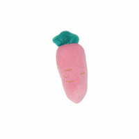 Pink magnetic carrot toy with a soft plush texture and green leafy top for Dinkum unicorns and dolls to enjoy imaginative snack time play