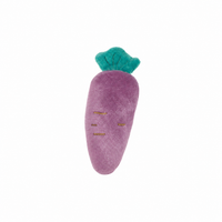 Purple magnetic plush carrot toy with a teal leafy top and stitched details for Dinkum unicorns and dolls from Dinkum Pets