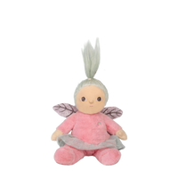 Plush toy fairy with pink outfit and wings on a white background