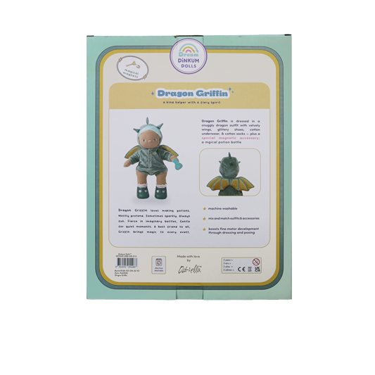 Dragon Griffin plush toy packaging with product images and text on a white background