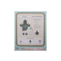 Product packaging with illustrations of a dragon outfit and accessories on a light blue background
