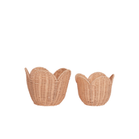 Rattan Lily Basket Set - Seashell Pink