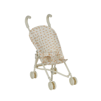 Stroller with a rainbow pattern on a white background