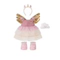 Dinkum Dolls pink unicorn outfit set with glittery dress golden wings unicorn headband cloud accessory and matching pink shoes for imaginative doll play