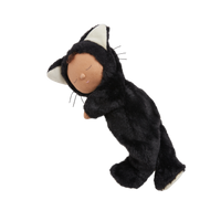 Image of a black cat, soft plush toy doll for kids