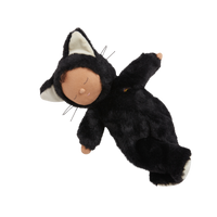 Image of a black cat, soft plush toy doll for kids