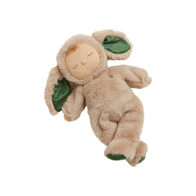 Olli Ella Christmas themed Cozy Dinkum Bunny with green ear and foot features 