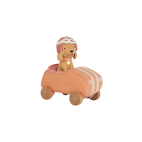 Olli Ella Holdie Dog-Go pink racer car and dog driver side view
