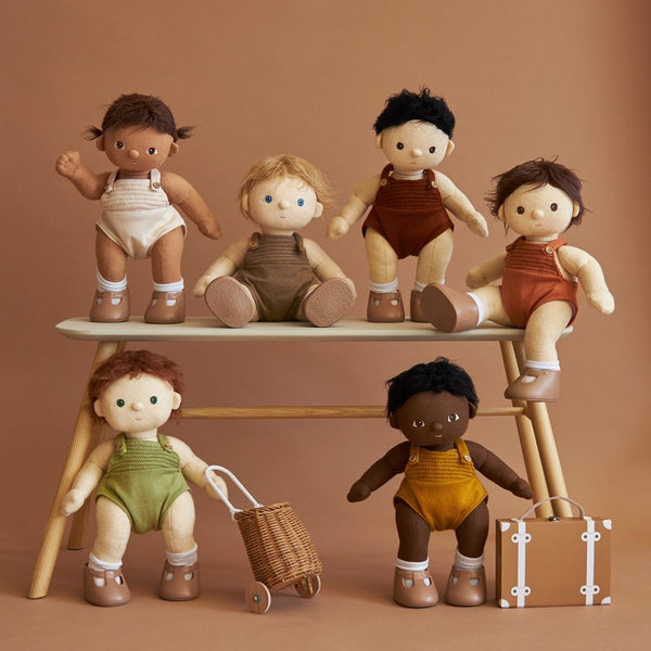  Six plush baby dolls