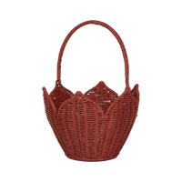 Rattan Poinsettia Carry Basket - Red