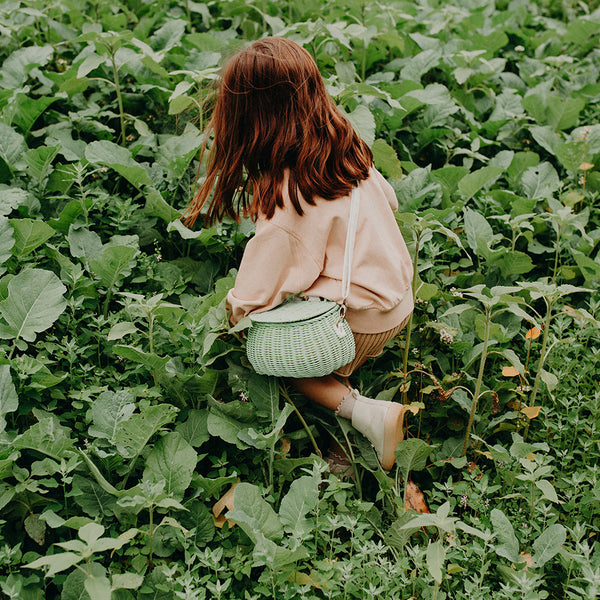 Mini Chari Rattan Bag - Mint