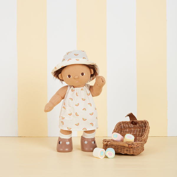Dinkum Dolls Cotton Una Rainbow Dress Set - Ivory