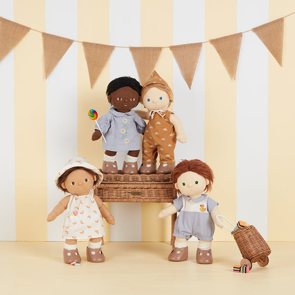 Dinkum Dolls Cotton Una Rainbow Dress Set - Ivory