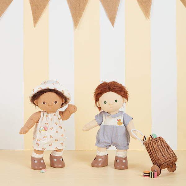 Dinkum Dolls Cotton Una Rainbow Dress Set - Ivory