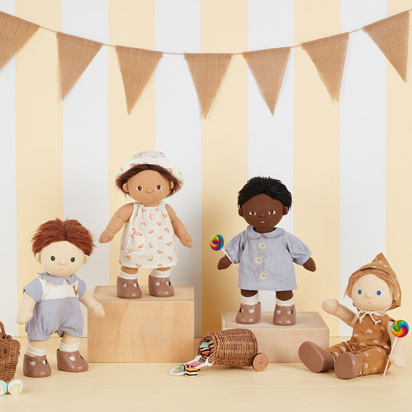 Dinkum Dolls Cotton Una Rainbow Dress Set - Ivory
