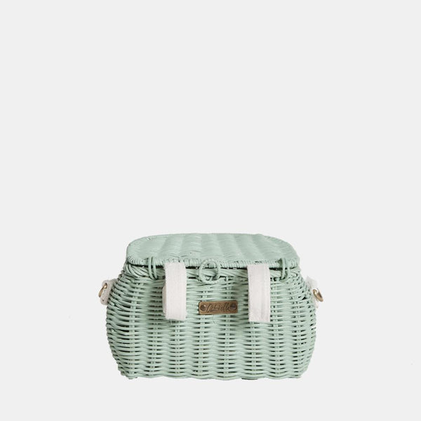 Mini Chari Rattan Bag - Mint