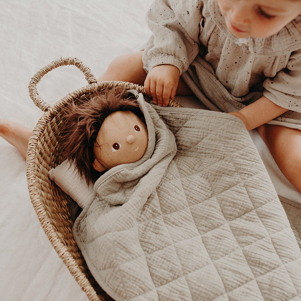 Organic Cotton Muslin Strolley Bedding Set - Seafoam