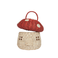 Rattan Mushroom Basket - Red