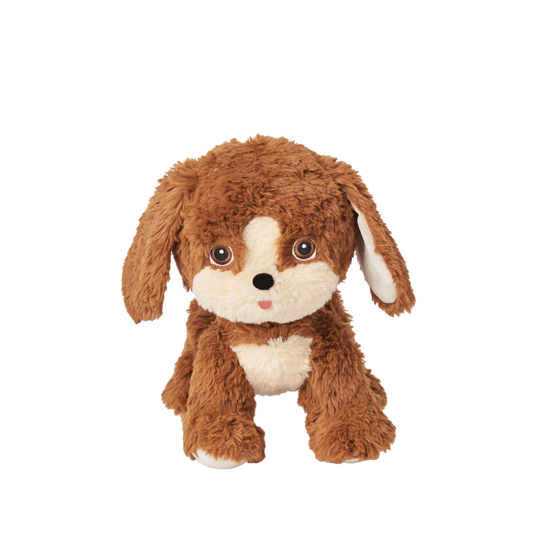 Dinkum Pets Buddy plush puppy toy with soft brown fur cream markings floppy ears and a sweet friendly expression for imaginative play