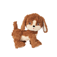 Dinkum Pets Buddy plush dog with soft brown and cream fur floppy ears a curled tail and friendly face designed for cuddly imaginative play
